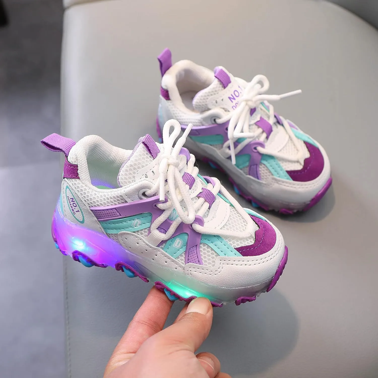 Toddler Girl Slip on Girls Led Children Luminous Sport Kids Baby Shoes Light Boys Bling Baby Shoes (Purple, 11 Little Kid)