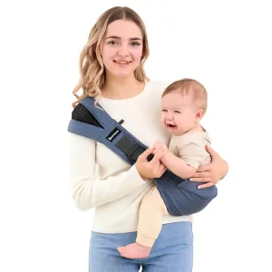 Toddler Sling Carrier - Premium Cotton, Expandable & Ergonomic, One Size Fits All, Ideal for 6-48 Months (11-44 lbs), Compact & Easy to Use, Denim Blue