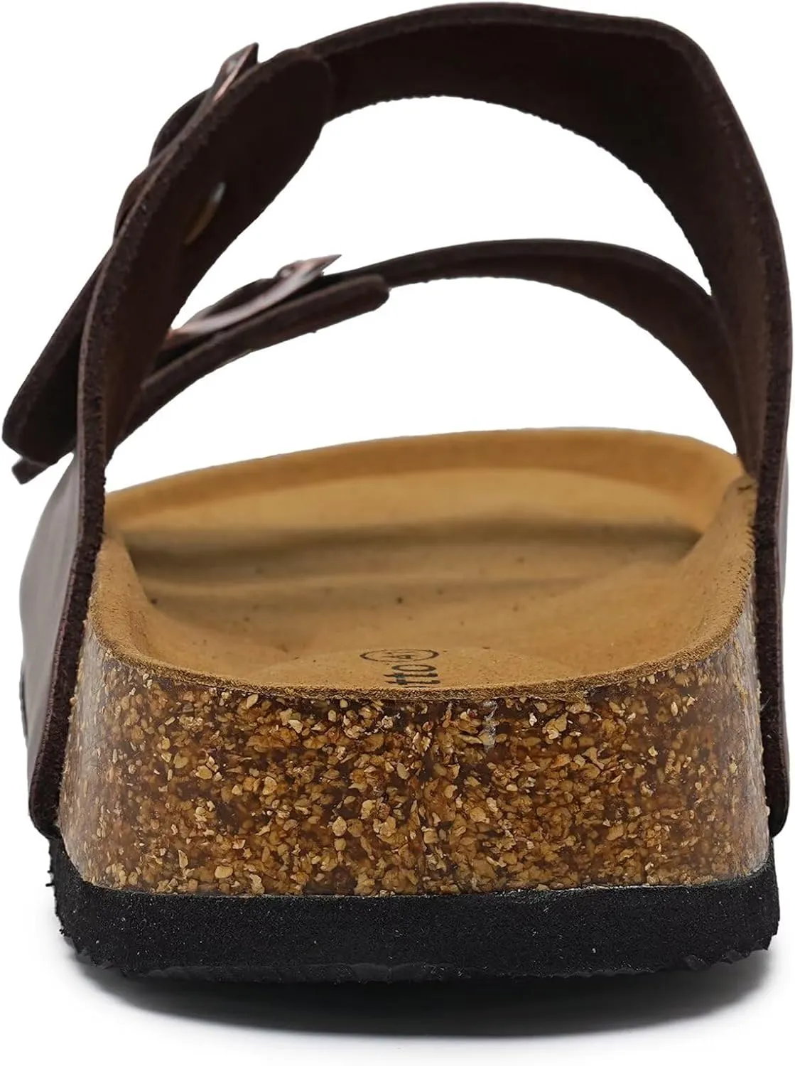 Torotto Genuine Leather Mens Slides with Cork Footbed Open Toe Adjustable Webbing Flat Sandals for Walking | Beach | Indoor