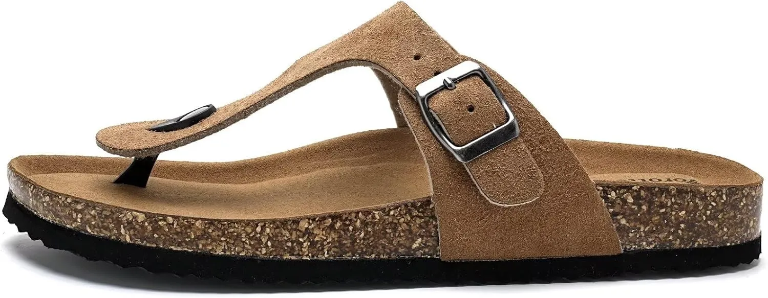 Torotto Mens Womens Flip Flops Thong Sandals with Cork Footbed Open Toe Adjustable Webbing Slides Sandals for Walking | Beach | Indoor