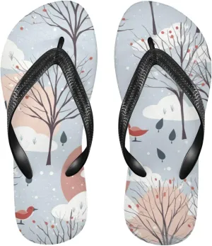 Trees Winter Flip Flop Beach Summer Casual Sandal for Women & Men Shower Shoes XS