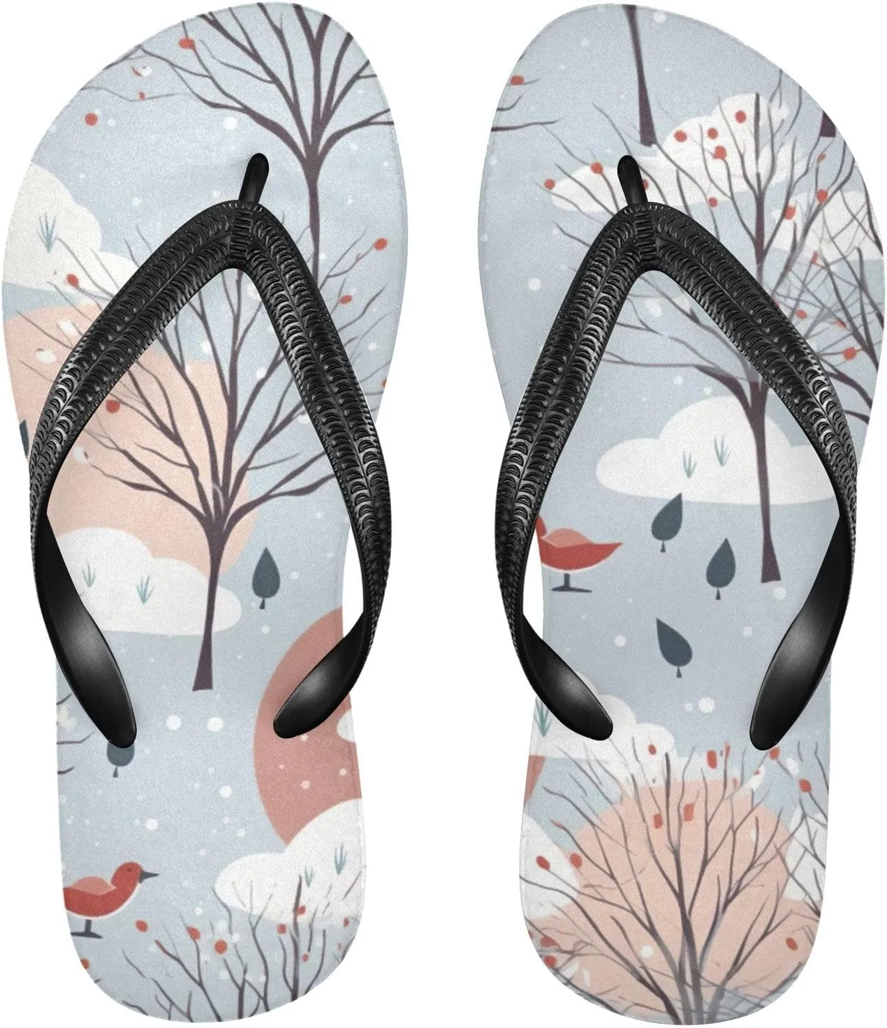 Trees Winter Flip Flop Beach Summer Casual Sandal for Women & Men Shower Shoes XS