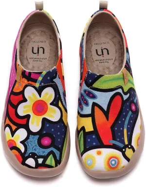 UIN Women's Artistic Slip-On Shoes Vibrant Floral Casual Loafers Lightweight Comfortable Travel Footwear
