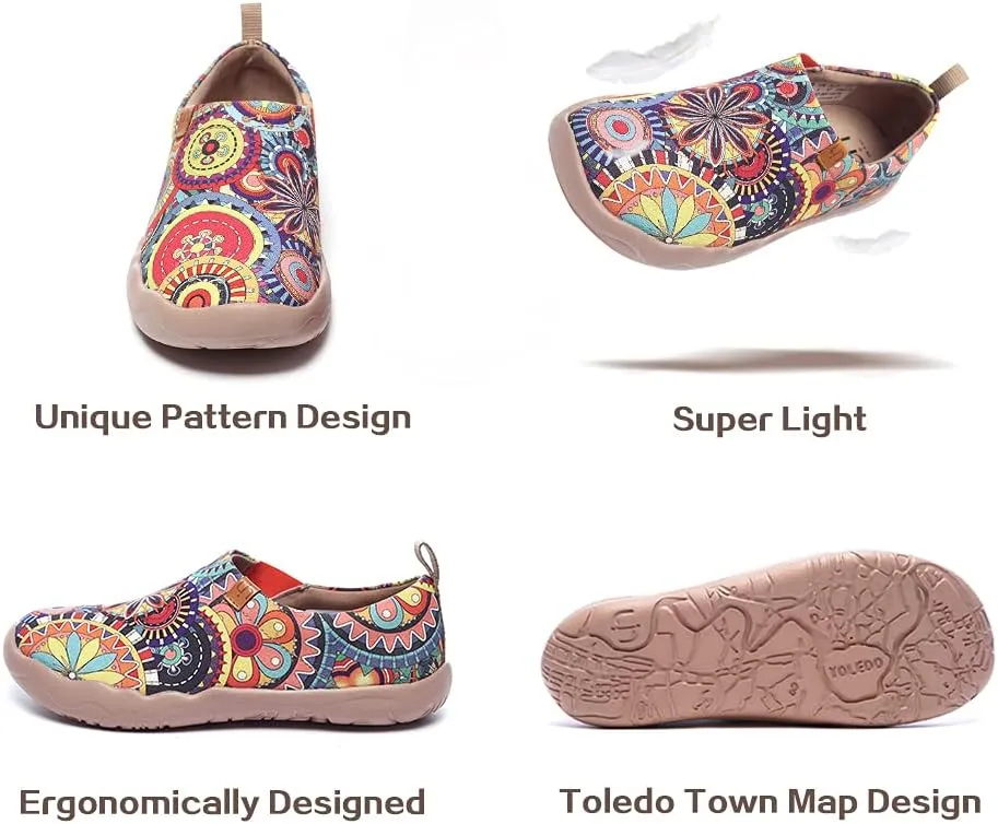 UIN Women's Blossom Slip On Shoes Colorful Comfortable Lightweight Art Travel Sneakers Casual Floral Stylish Everyday Loafers