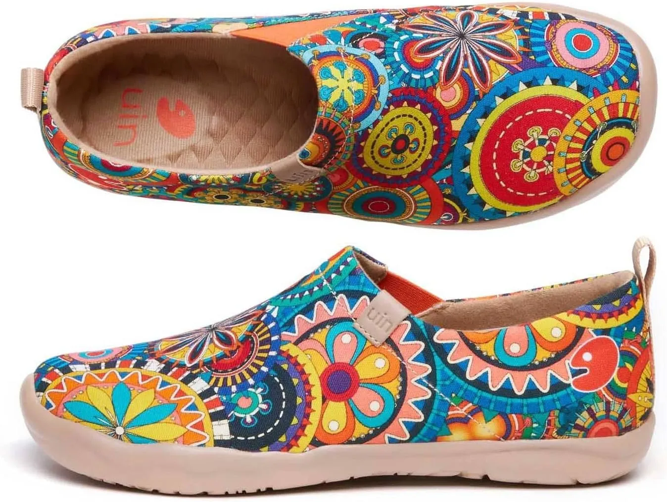 UIN Women's Blossom Slip On Shoes Colorful Comfortable Lightweight Art Travel Sneakers Casual Floral Stylish Everyday Loafers