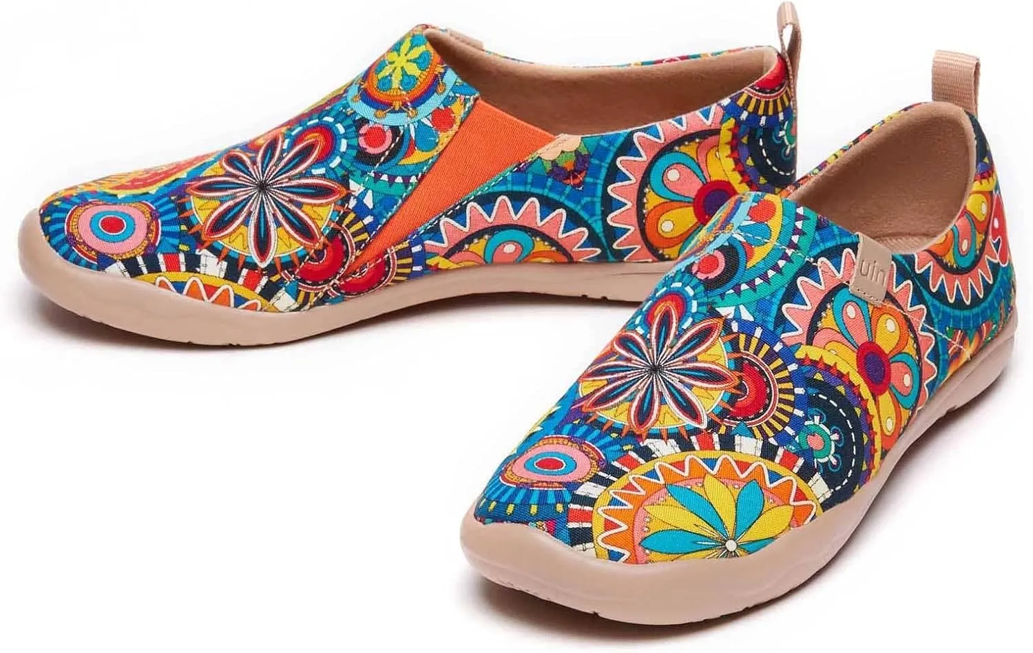 UIN Women's Blossom Slip On Shoes Colorful Comfortable Lightweight Art Travel Sneakers Casual Floral Stylish Everyday Loafers
