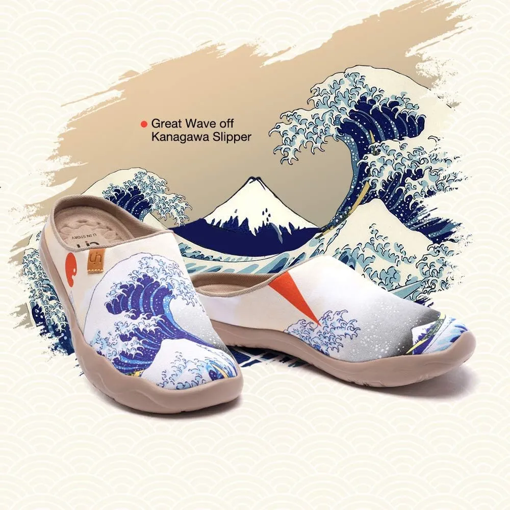 UIN Women's Slip On Mules Comfortable Flat Lightweight Wide Toe Clog Casual Art Painted Travel Shoes Malaga Series