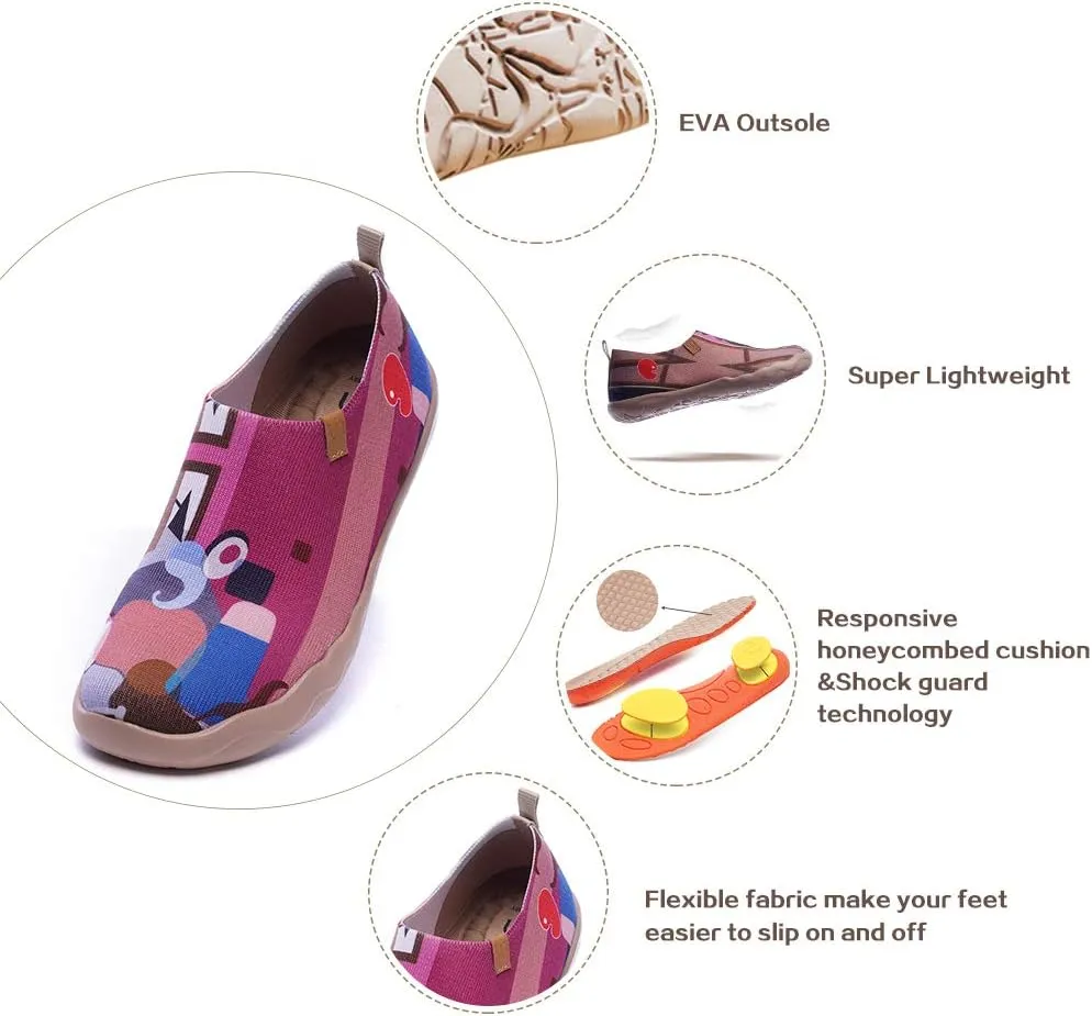 UIN Women's Slip-On Shoes Comfortable Breathable Knit Casual Footwear Stylish Travel-Friendly Loafers