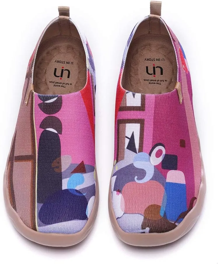 UIN Women's Slip-On Shoes Comfortable Breathable Knit Casual Footwear Stylish Travel-Friendly Loafers