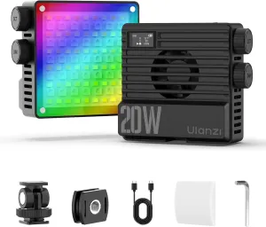 ULANZI LE20 RGB Video Light, 20W Pocket Camera Light, 2500-9000K CRI 95  20 Scene 360° Full Color Portable Photography Video Lighting Mini LED Fill Light for YouTube, TikTok, 5000mAh Rechargeable
