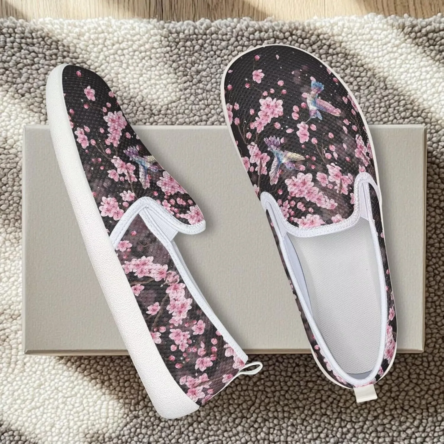 UNICEU Slip On Sneakers for Women Mesh Running Shoes with Anti Slip Rubber Sole,Lightweight Flat Loafers Casual Walking Shoes