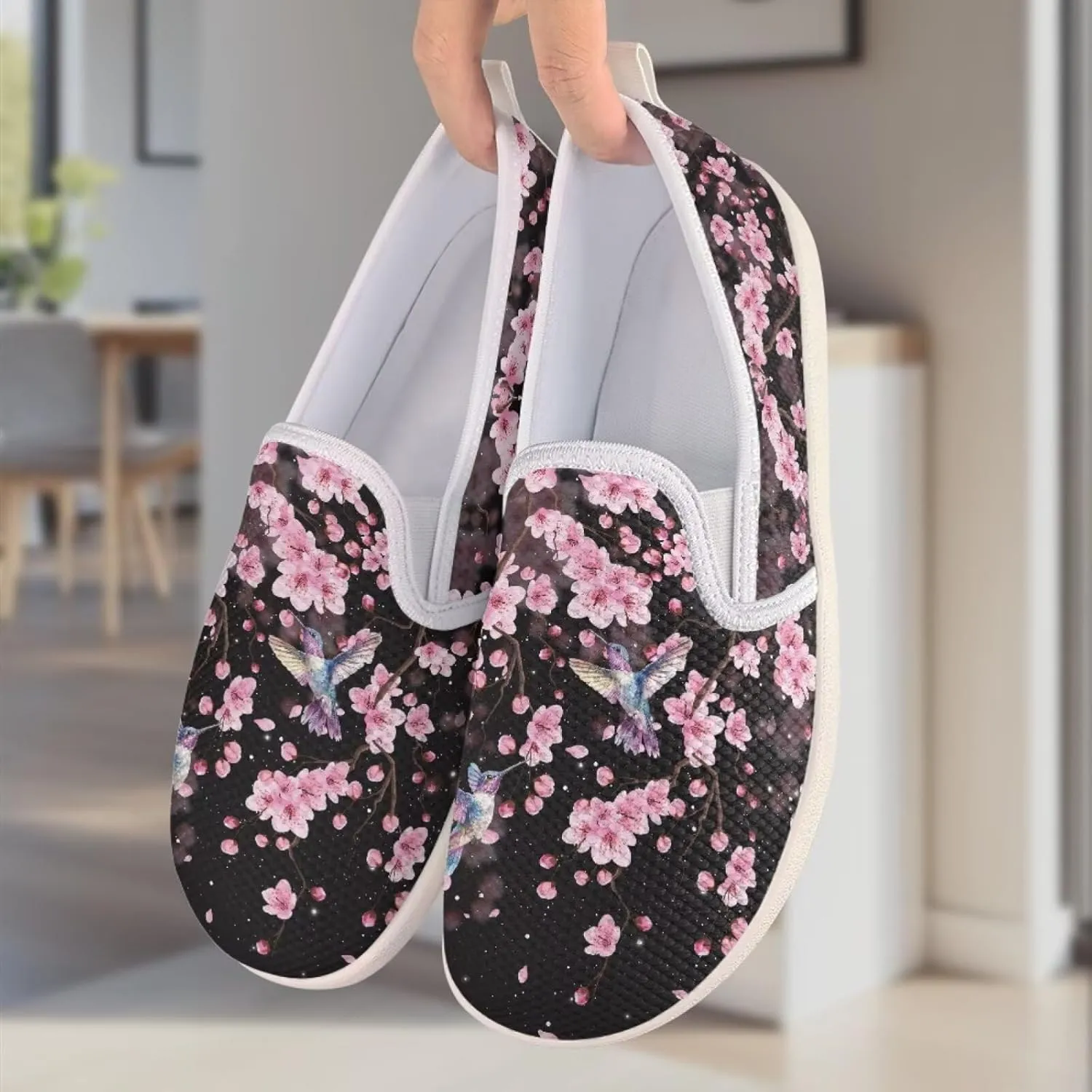 UNICEU Slip On Sneakers for Women Mesh Running Shoes with Anti Slip Rubber Sole,Lightweight Flat Loafers Casual Walking Shoes