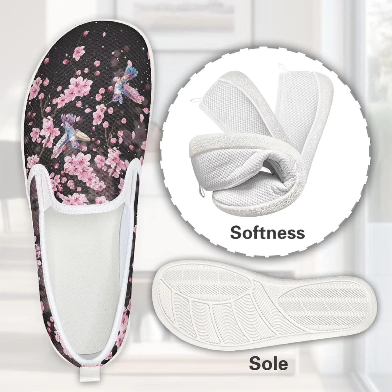 UNICEU Slip On Sneakers for Women Mesh Running Shoes with Anti Slip Rubber Sole,Lightweight Flat Loafers Casual Walking Shoes