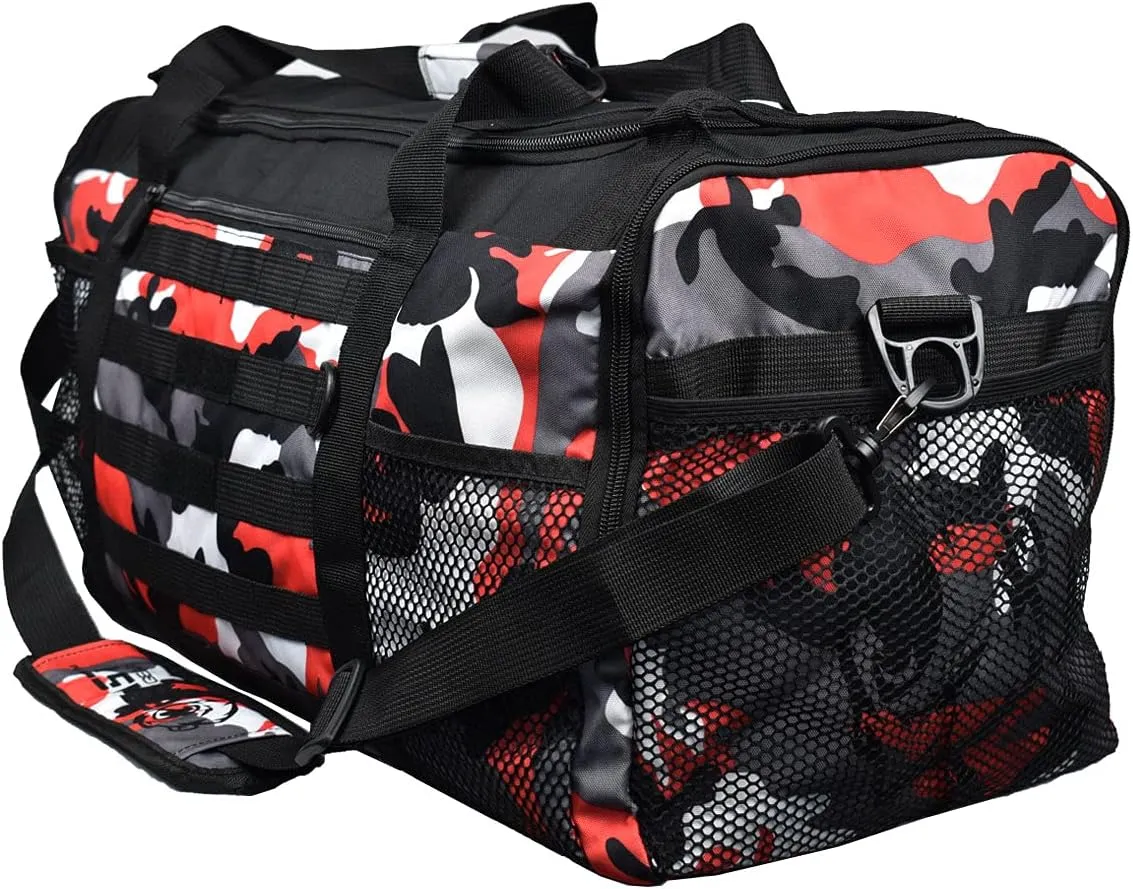 Unisex Duffel Bag Red Camo, Extra Roomy Waterproof Gym Bag For Women with Shoe Compartment, Sports Bag with Zippered Pockets, Adjustable Straps Duffle Bag Travel Large Gym Bag For Men