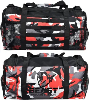 Unisex Duffel Bag Red Camo, Extra Roomy Waterproof Gym Bag For Women with Shoe Compartment, Sports Bag with Zippered Pockets, Adjustable Straps Duffle Bag Travel Large Gym Bag For Men