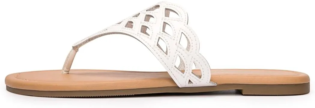Vanessa Women's Thong Flat Sandals T-Strap Sandals Slip On Gladiator Slide Sandals Summer Beach Flip Flop