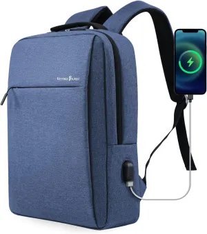 Victoriatourist Laptop Backpack for Men Business Slim Durable Work Laptops Backpacks with USB Charging Port, College Backpacks Computer Bag Gifts for Women Fits 15.6 Inch Notebook(Blue)