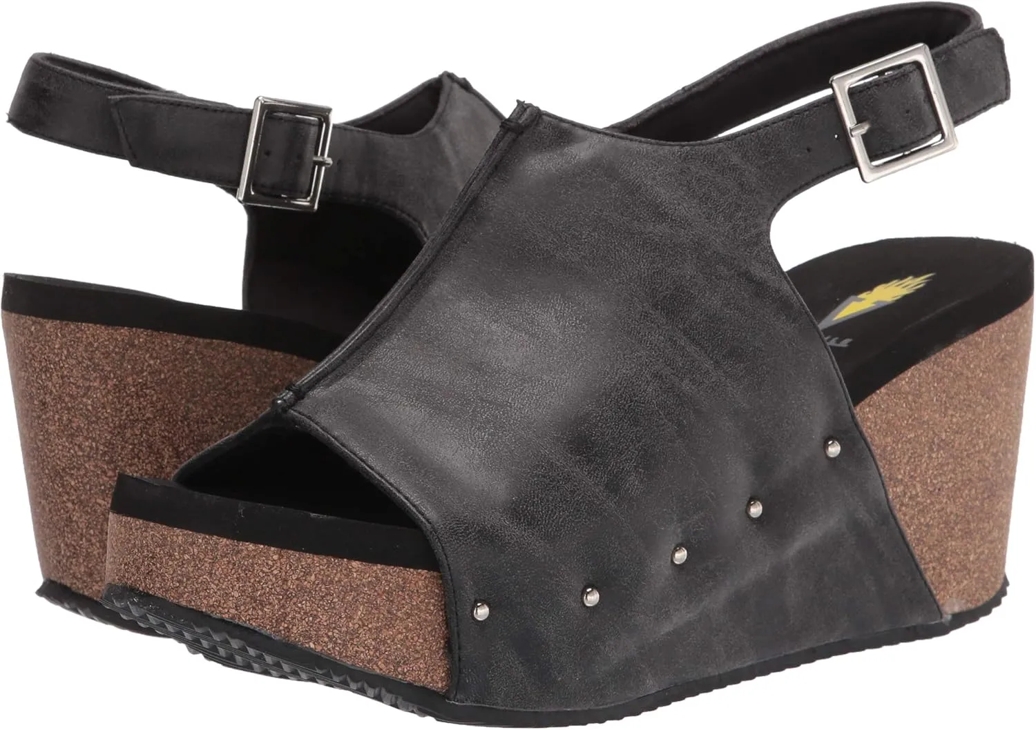 VOLATILE Division Wedge Sandals for Women Featuring Cork Covered Bottom with EVA Insole and Rubber Outsole