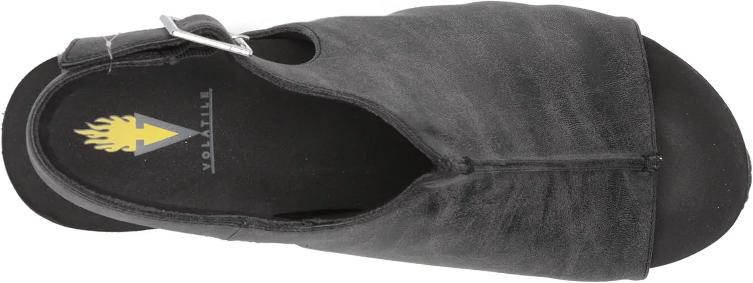 VOLATILE Division Wedge Sandals for Women Featuring Cork Covered Bottom with EVA Insole and Rubber Outsole
