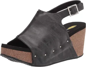 VOLATILE Division Wedge Sandals for Women Featuring Cork Covered Bottom with EVA Insole and Rubber Outsole