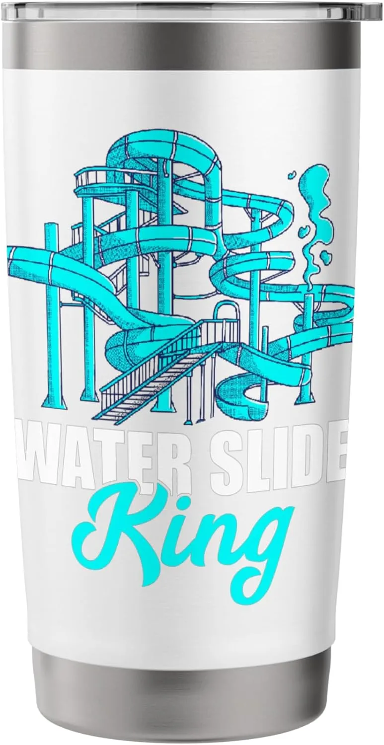 Water Slide King Aqua Park Amusement Lover Waterslides Stainless Steel Insulated Tumbler