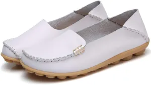 WERWAES Womens Casual Loafers Comfortable Leather Slip on Shoes Fashion Round Toe Moccasins Flats Soft Lightweight Walking Outdoor Loafers