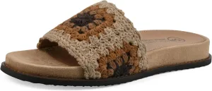 WHITE MOUNTAIN Women's Maxim Macrame Slide Sandal, Tan/Multi/Fab, 9.5 M