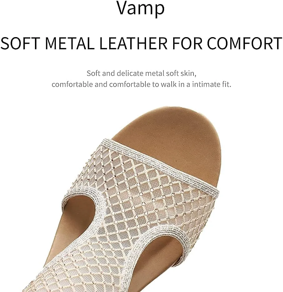 WOJWSKI Women's Slide Wedge Sandal Open Toe High Heel Zipper Back Platform