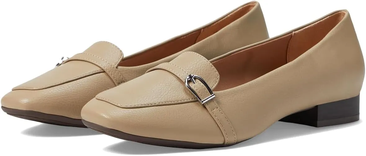 Women Comfortable Square Closed Toe Flats Slip On Buckle Strap Penny Loafer 1" Flat Heels Office Work Pumps Shoes Ladies Daily Casual Flat Loafer Club Church Driver Flats Retro 4-11 M US