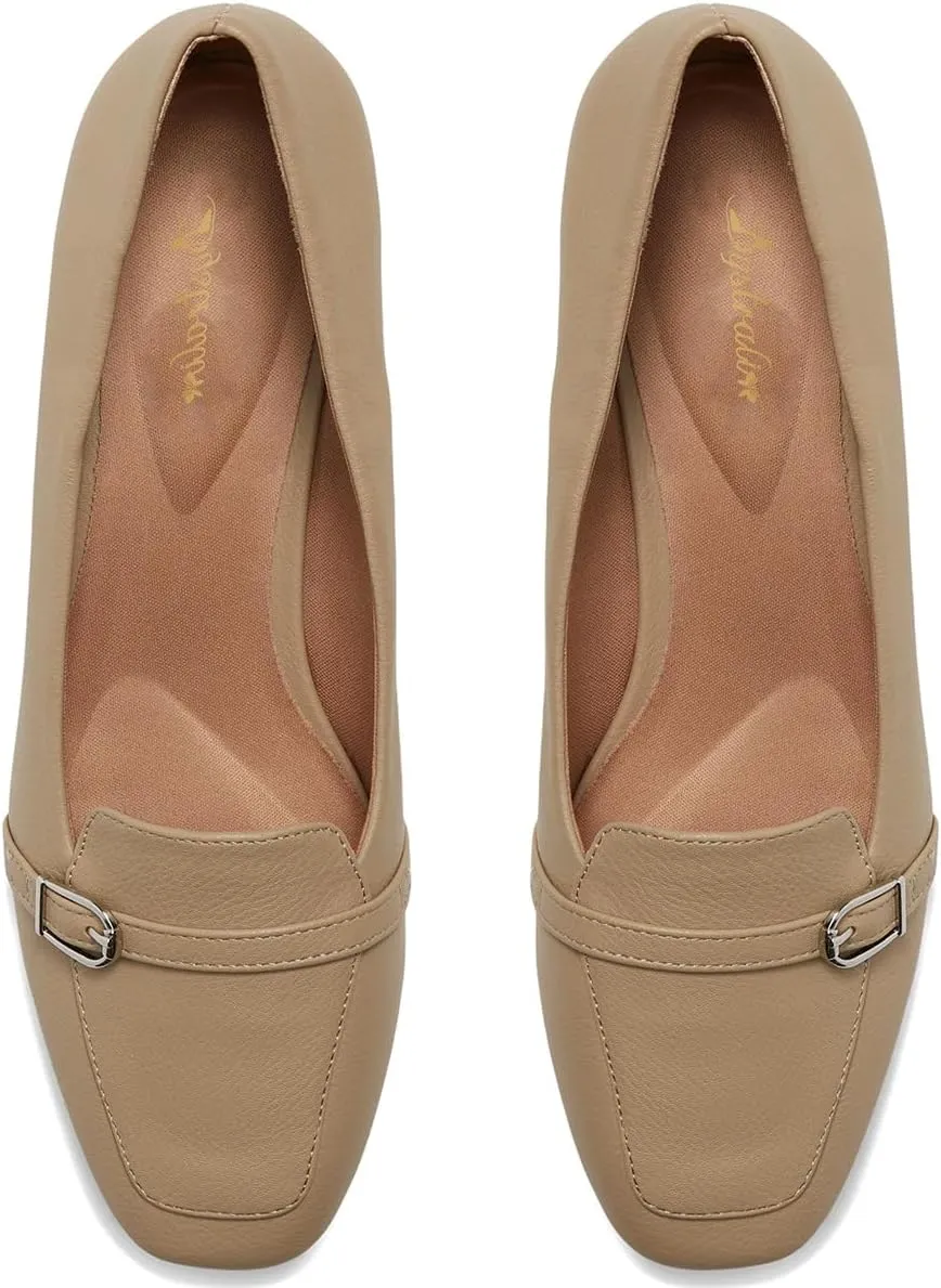 Women Comfortable Square Closed Toe Flats Slip On Buckle Strap Penny Loafer 1" Flat Heels Office Work Pumps Shoes Ladies Daily Casual Flat Loafer Club Church Driver Flats Retro 4-11 M US