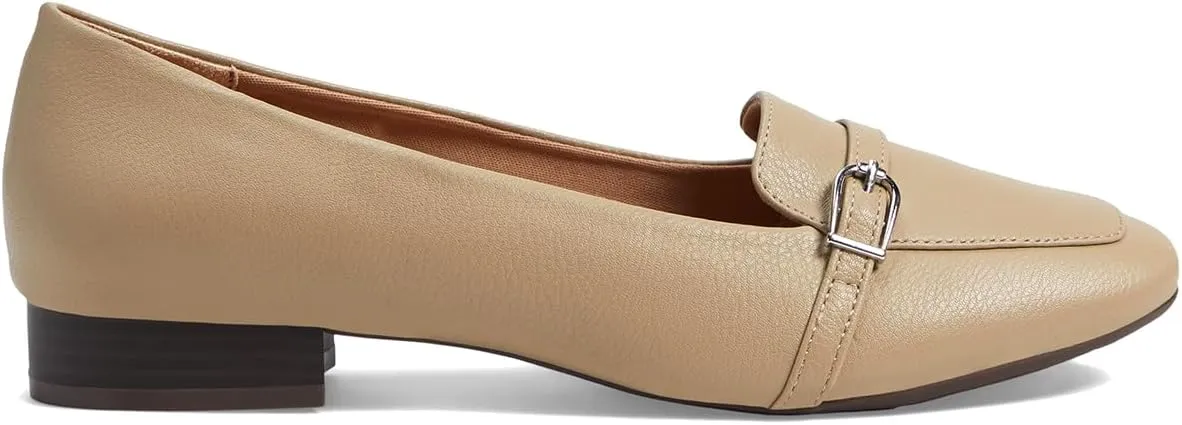 Women Comfortable Square Closed Toe Flats Slip On Buckle Strap Penny Loafer 1" Flat Heels Office Work Pumps Shoes Ladies Daily Casual Flat Loafer Club Church Driver Flats Retro 4-11 M US