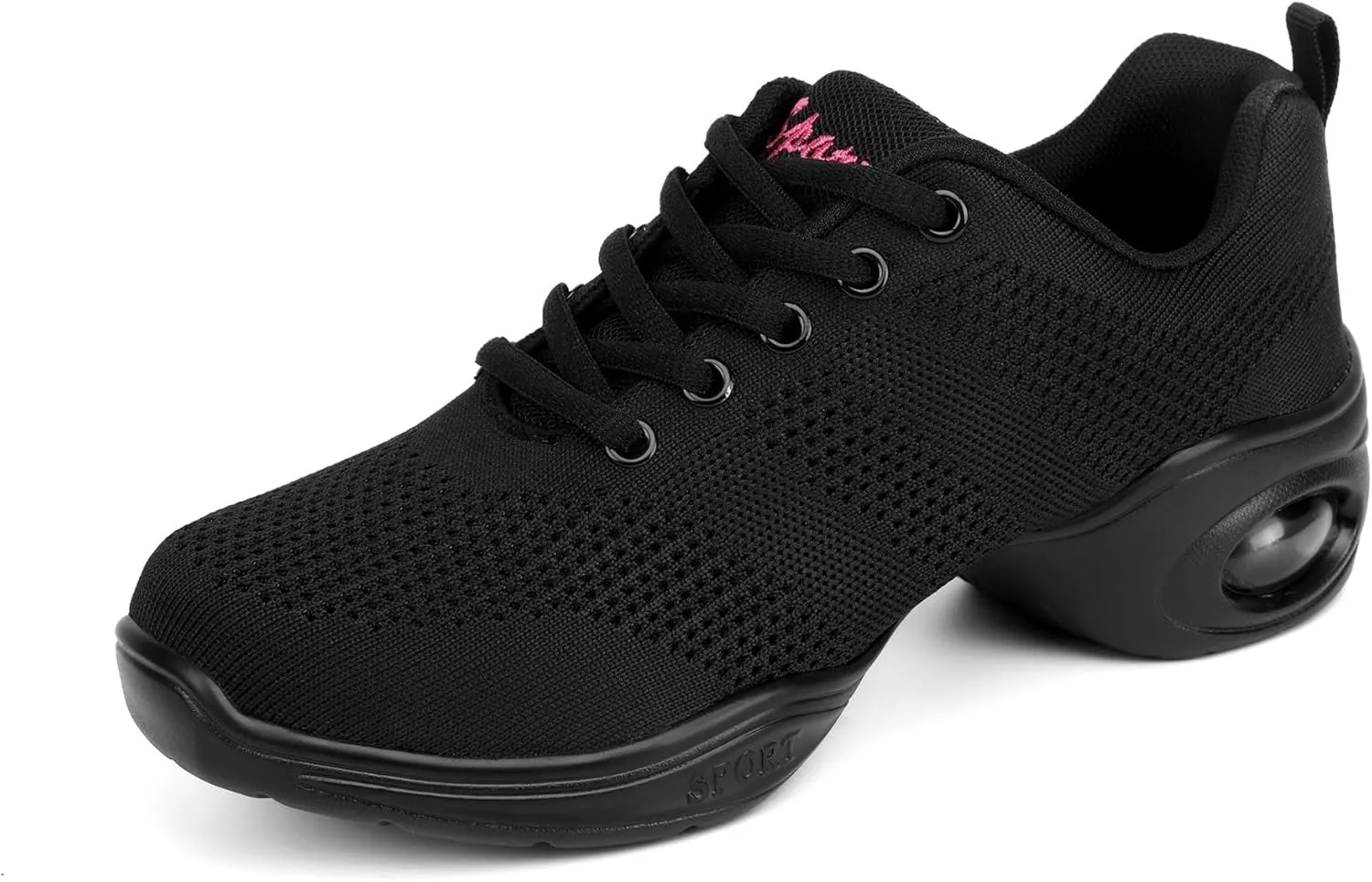 Women Dance Sneakers Jazz Shoes Lace-up Sneaker,Air Cushion Mesh Slip Jazz Dance Shoes Platform Split Sole Athletic Walking Dance Shoes