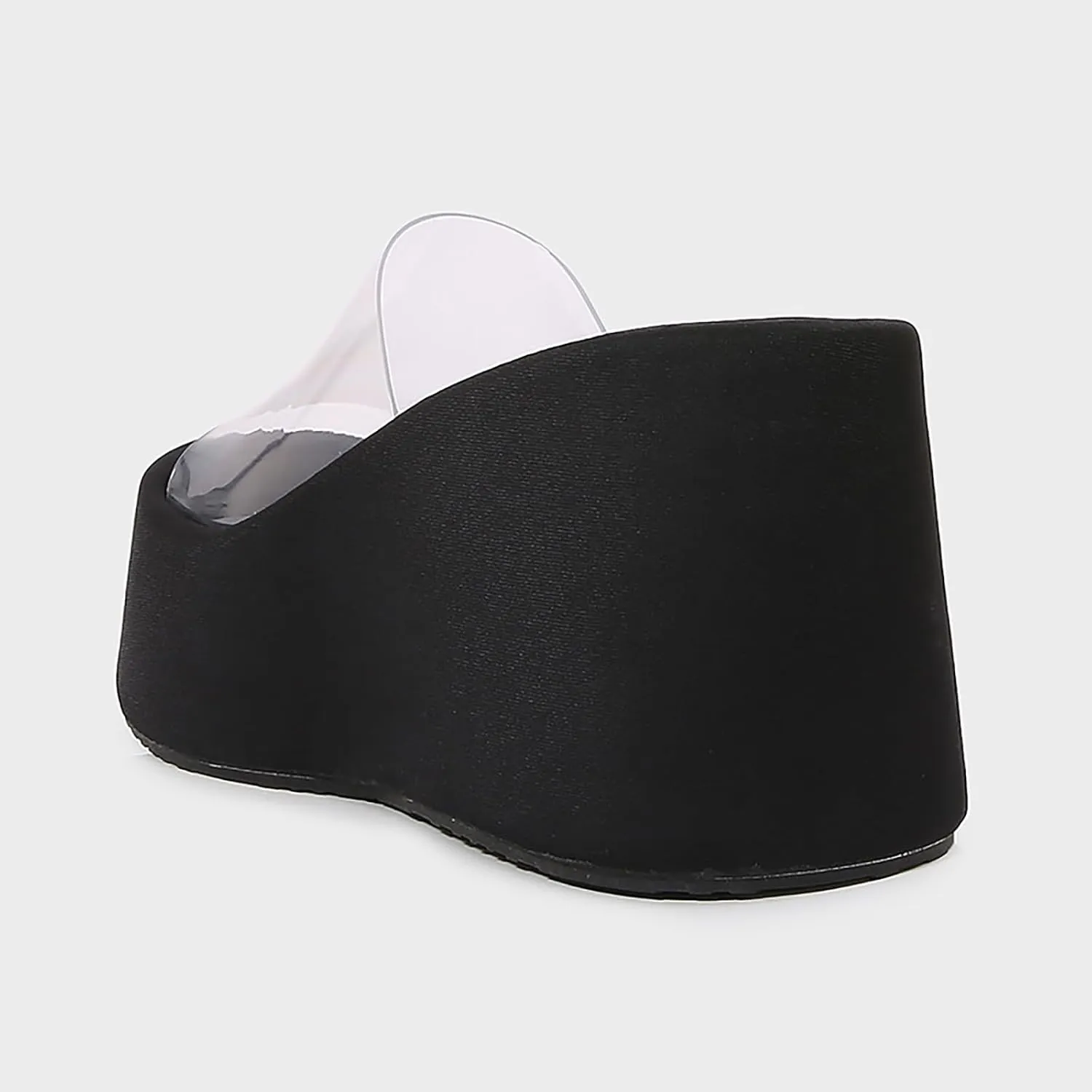 Women'S Clear Strap Platform Wedges Slide Sandals Fashion Round Toe Open Slip-On Comfortable High Heel Platform Dressy Slippers Summer Party Dance Casual Beach Walking Slippers