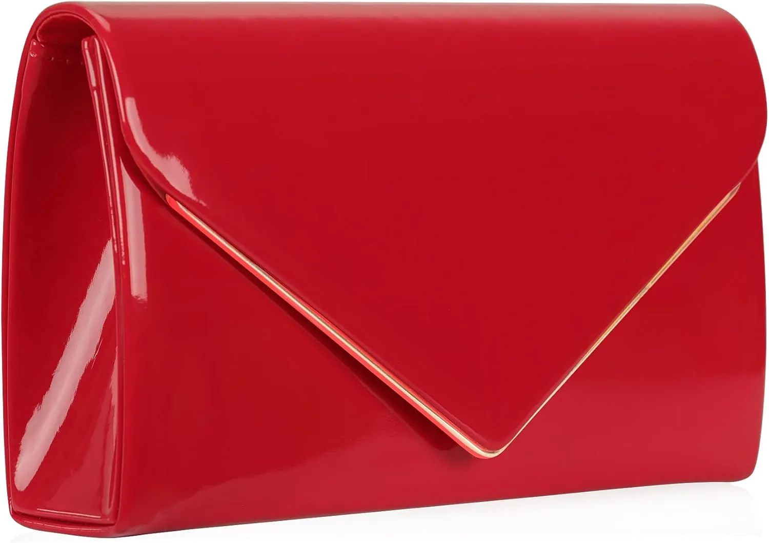 Women's Evening Clutch Bags for Formal Cocktail Prom Wedding Party Patent Leather Dressy Foldover Purse