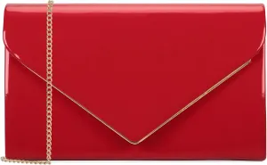 Women's Evening Clutch Bags for Formal Cocktail Prom Wedding Party Patent Leather Dressy Foldover Purse