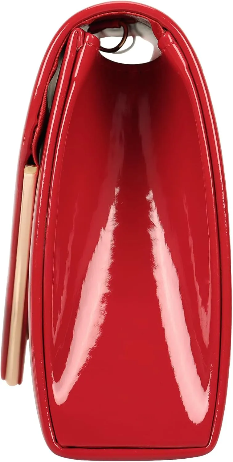 Women's Evening Clutch Bags for Formal Cocktail Prom Wedding Party Patent Leather Dressy Foldover Purse
