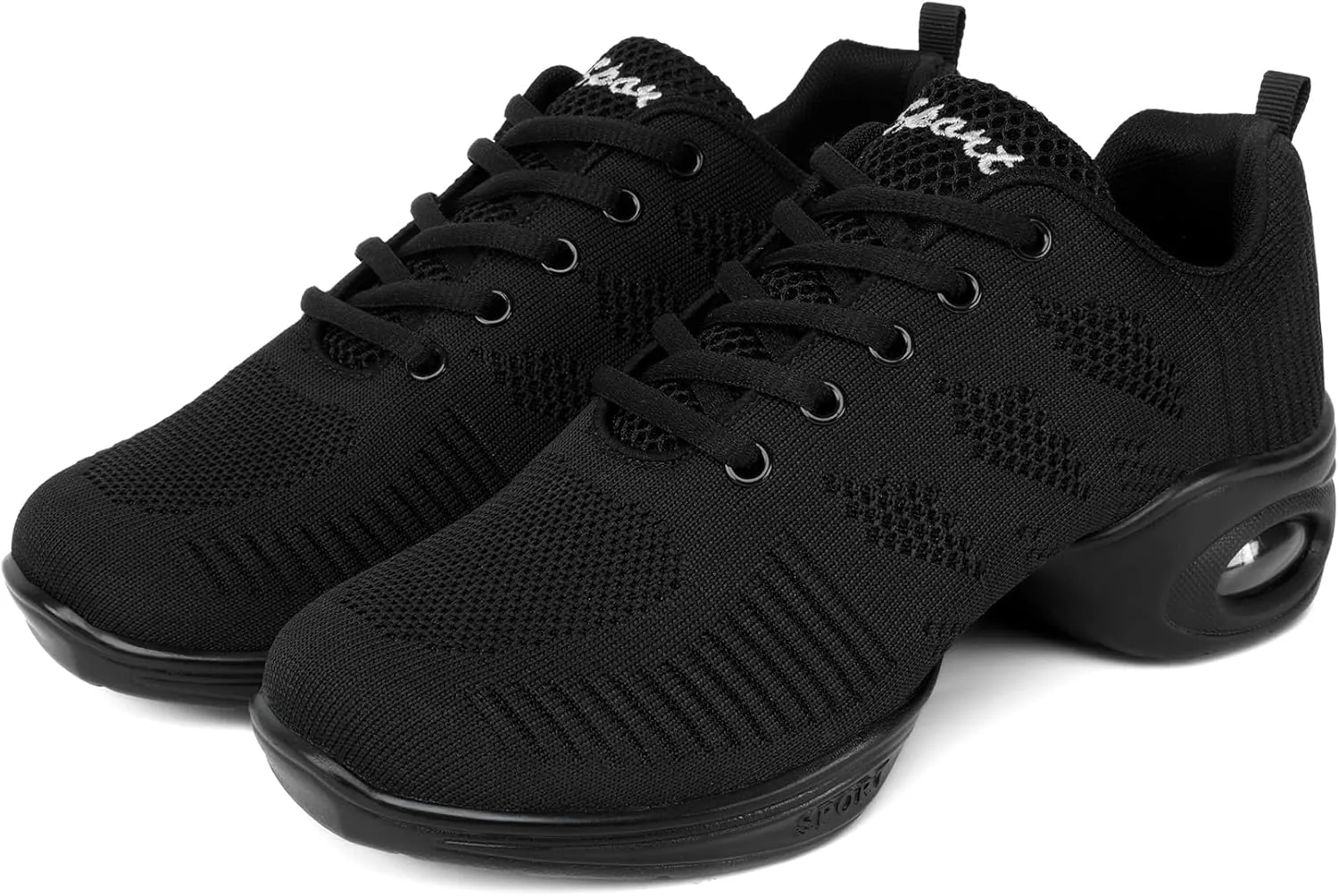 Women's Jazz Shoes Lace-up Dance Sneaker,Air Cushion Mesh Slip Jazz Dance Shoes Split Sole Platform Athletic Walking Shoes