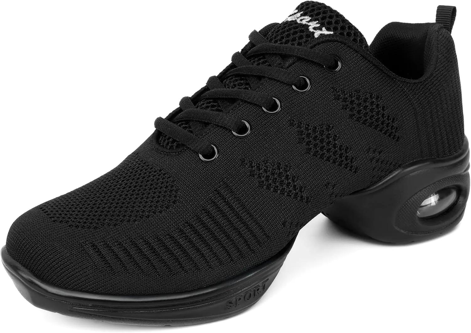 Women's Jazz Shoes Lace-up Dance Sneaker,Air Cushion Mesh Slip Jazz Dance Shoes Split Sole Platform Athletic Walking Shoes
