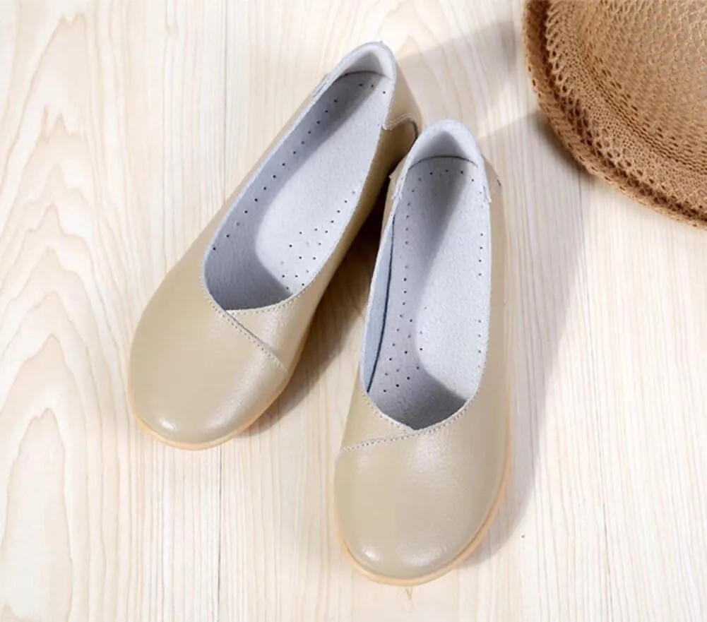 Women's Leather Shoes Loafers Slip-Ons Flats Casual Walking Driving