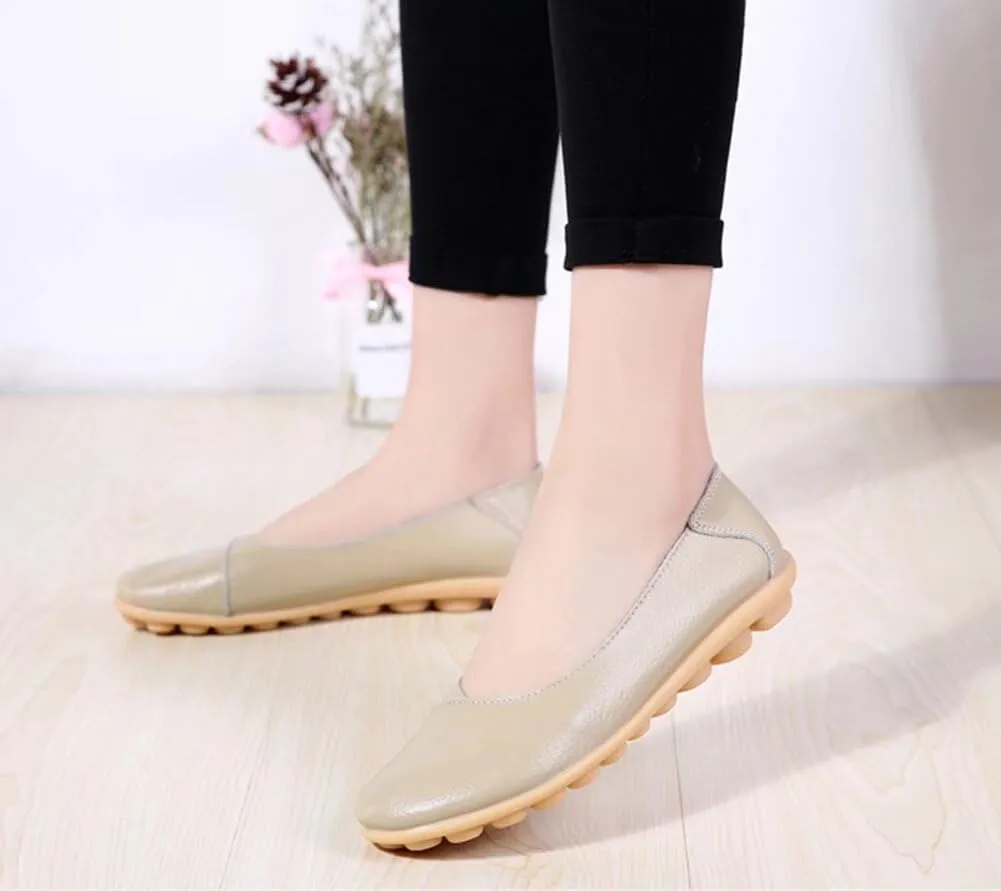 Women's Leather Shoes Loafers Slip-Ons Flats Casual Walking Driving