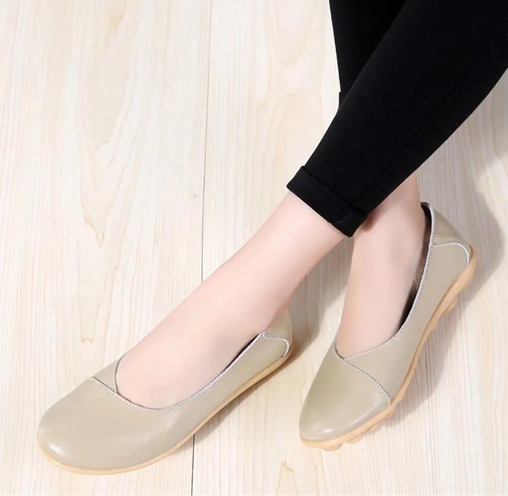 Women's Leather Shoes Loafers Slip-Ons Flats Casual Walking Driving