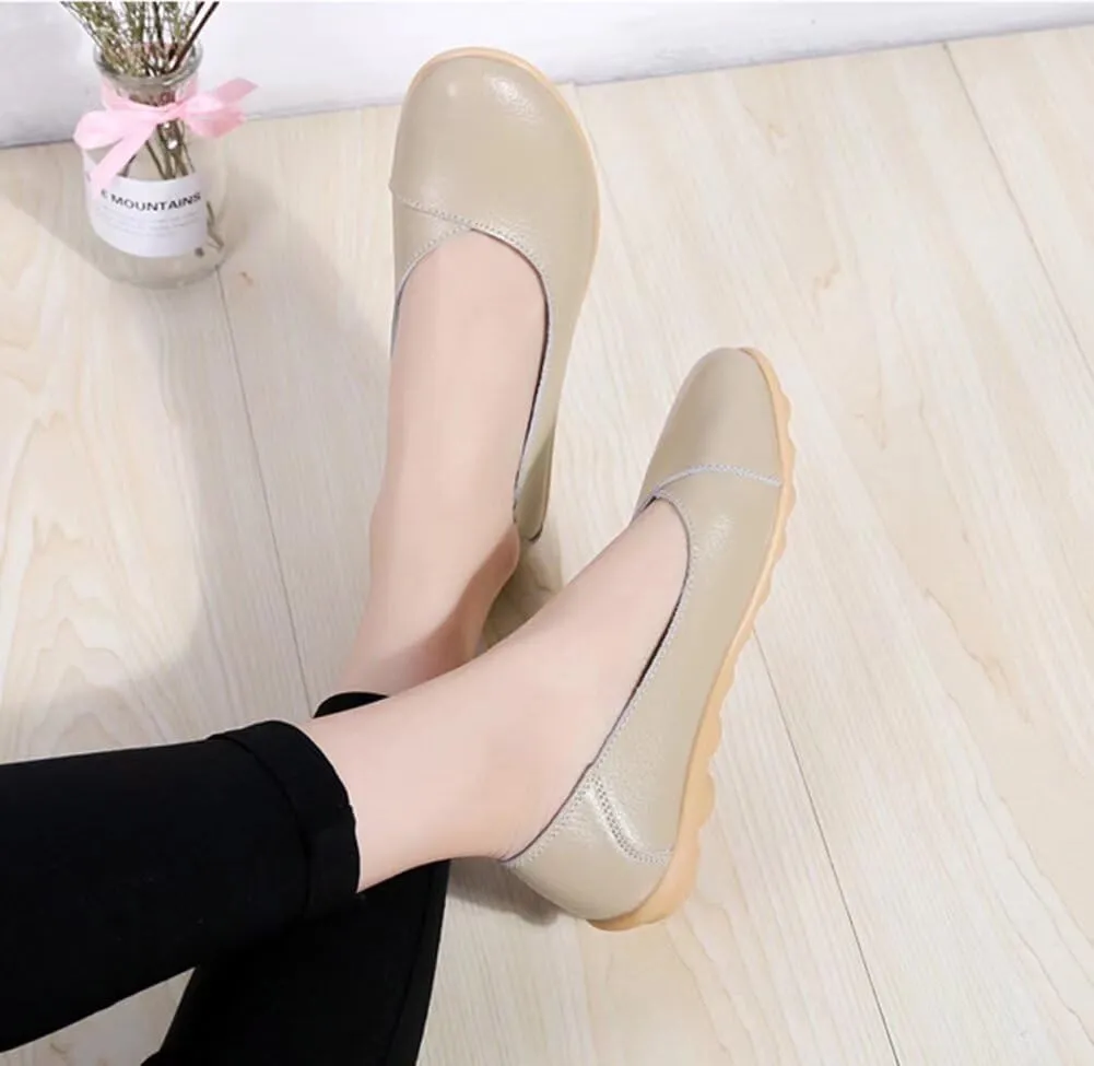 Women's Leather Shoes Loafers Slip-Ons Flats Casual Walking Driving