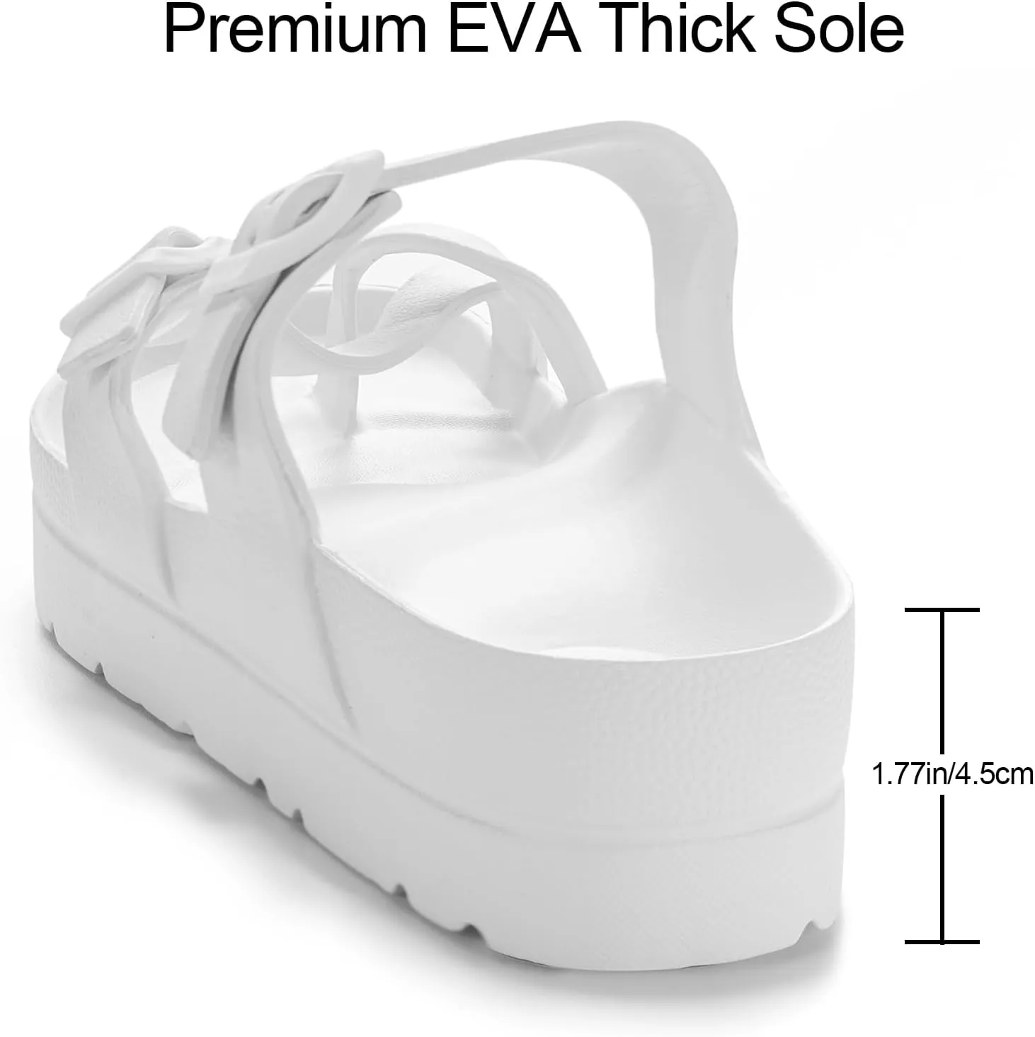 Women's Platform Sandals with Arch Support, Comfort Slides Adjustable Slip On Flat Sandals for Summer Ultra Cushion & Thick Soles