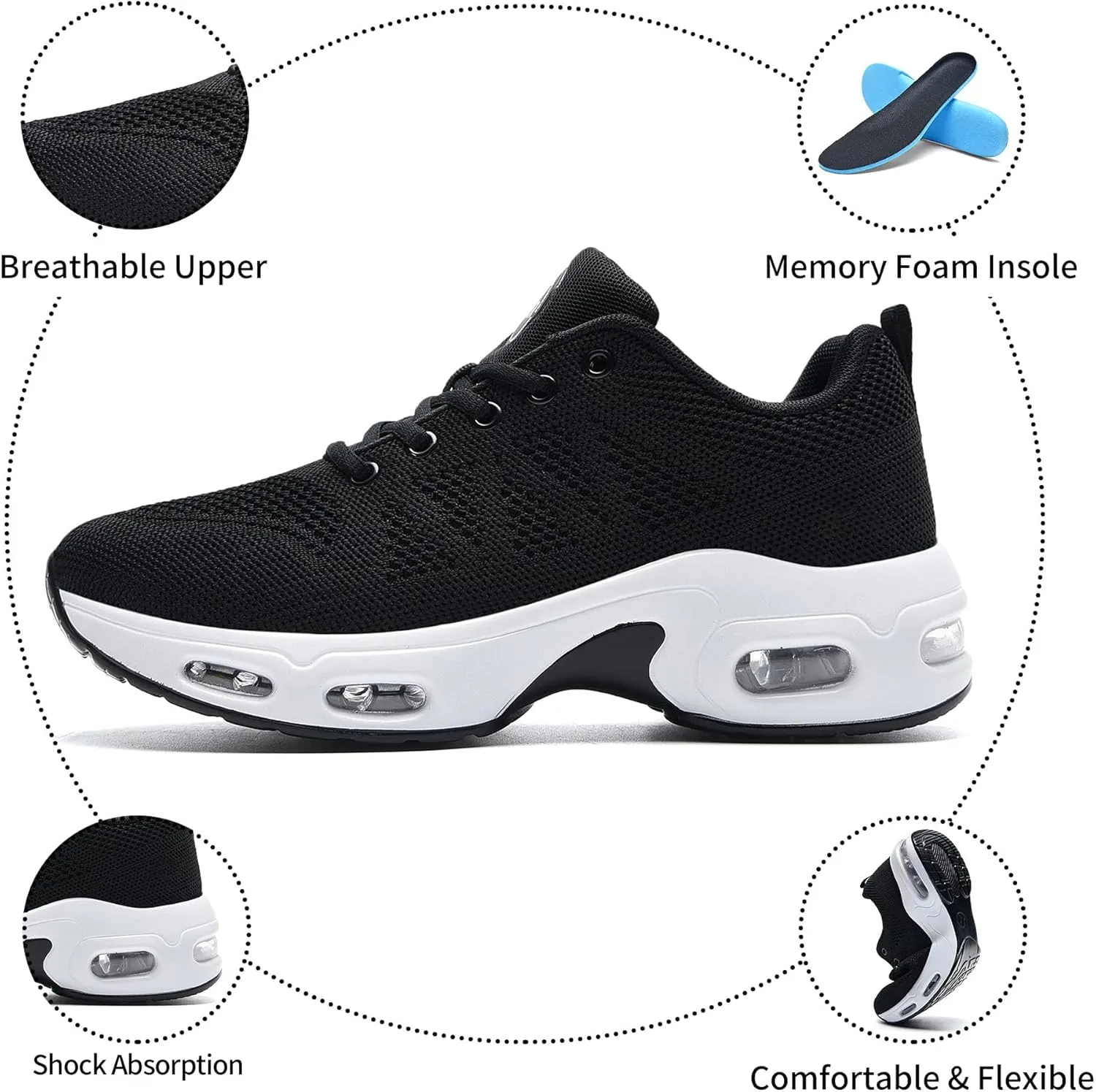 Womens Running Shoes Walking Tennis Gym Fashion Sneakers Athletic Casual Comfortable Breathable Jogging Shoe US Size 5.5-11