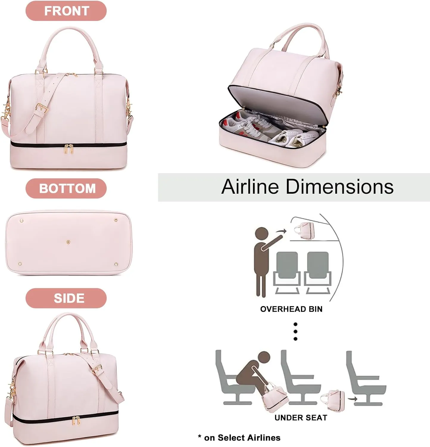 Womens Travel Weekender Bag Canvas Carry on Overnight Tote Luggage Duffel Beach Bags