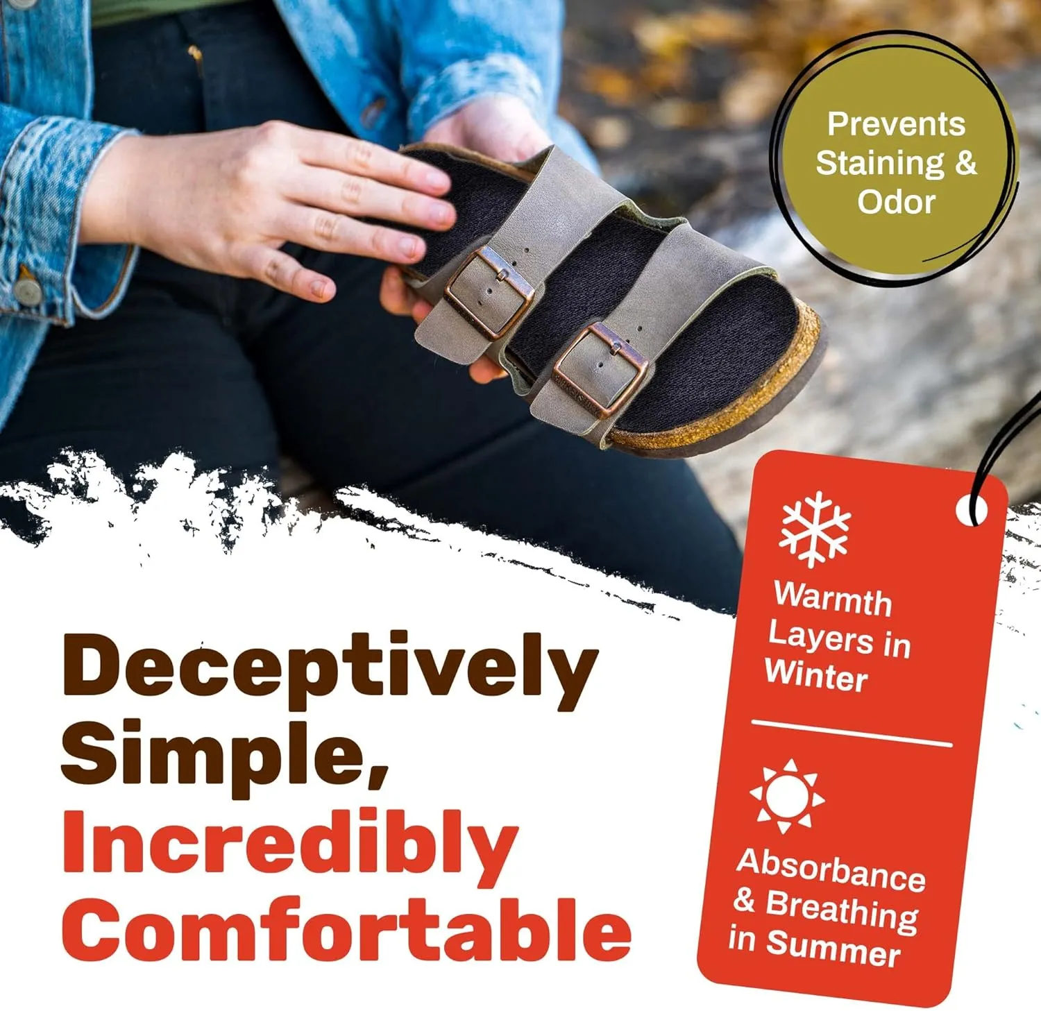 Wool Flat Shoe Insert for Sandals & Sockless Shoes, Comfortable Shoe Insoles with Sweat-Absorbent Natural Fiber & Non-Slip Silicone Grip, Wide-Cut Foot Soles for Men & Women, Black, Size 38 - SoxsolS