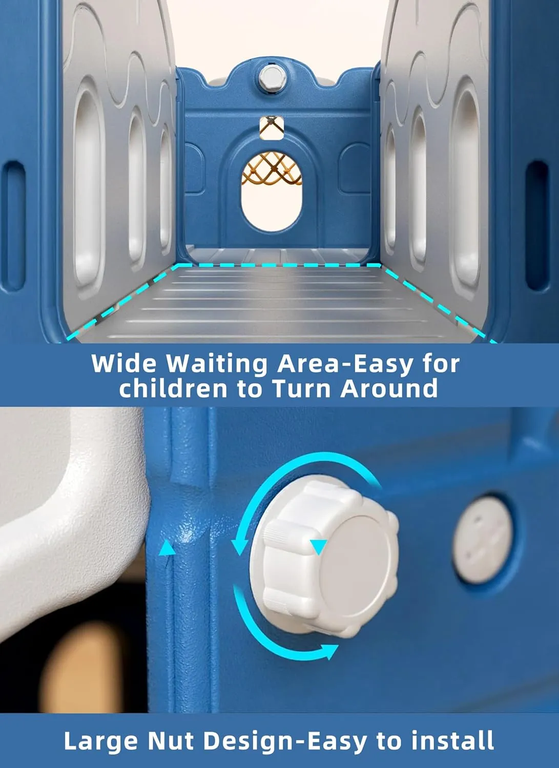 XJD 7 in 1 Toddler Slide Set, Kids Slide for Toddlers Age 1 , Toddler Climber Slide PlaySet with Basketball Hoop and Ball,Outdoor Indoor Playground for Toddlers 1-3 (Blue)