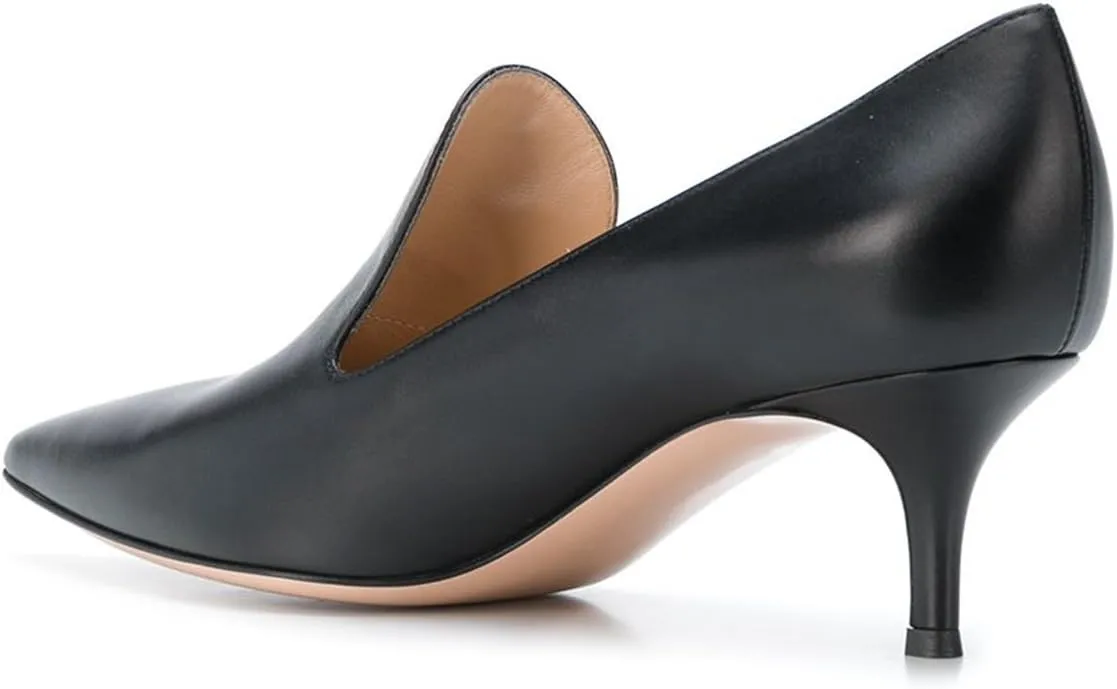 YDN Women's Mid Heels Slip on Loafer Stilettos Pumps Pointy Toe Slide Suede Prom Shoes Size 4-15