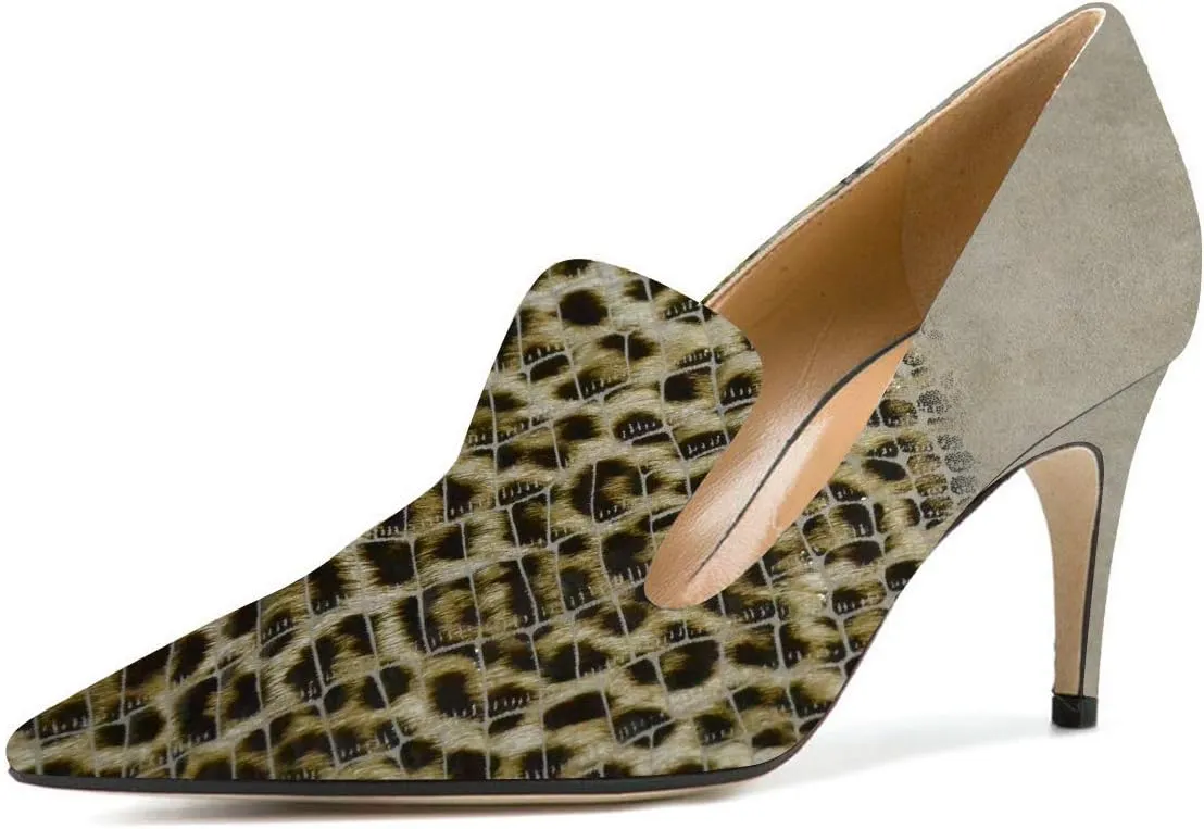 YDN Women's Mid Heels Slip on Loafer Stilettos Pumps Pointy Toe Slide Suede Prom Shoes Size 4-15