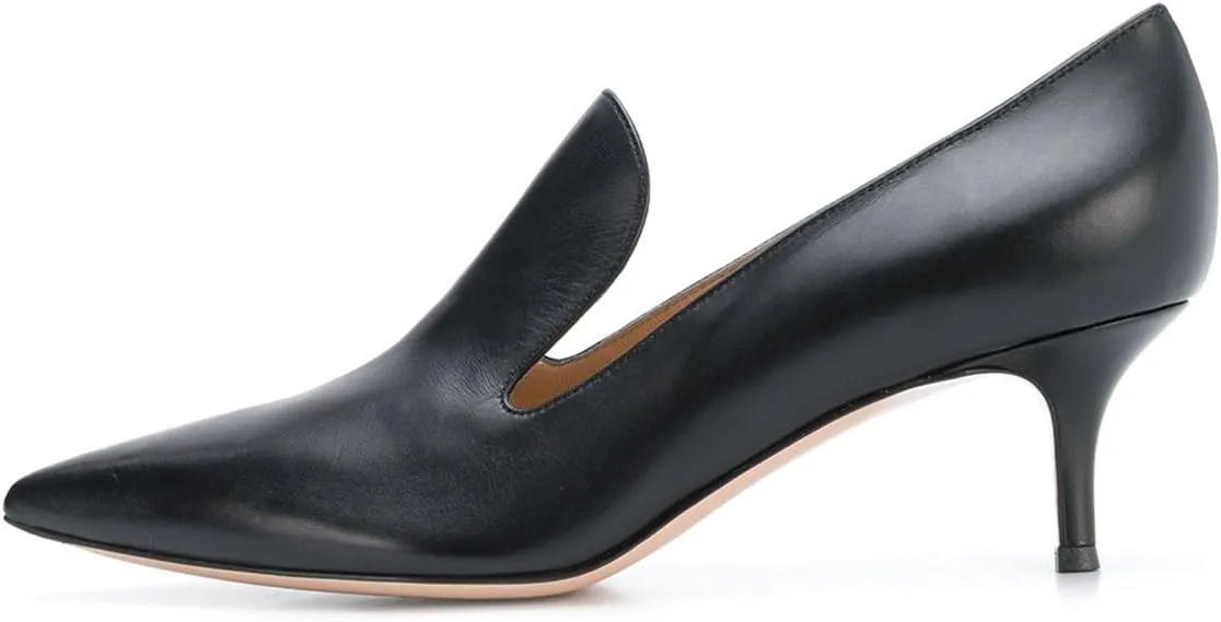 YDN Women's Mid Heels Slip on Loafer Stilettos Pumps Pointy Toe Slide Suede Prom Shoes Size 4-15